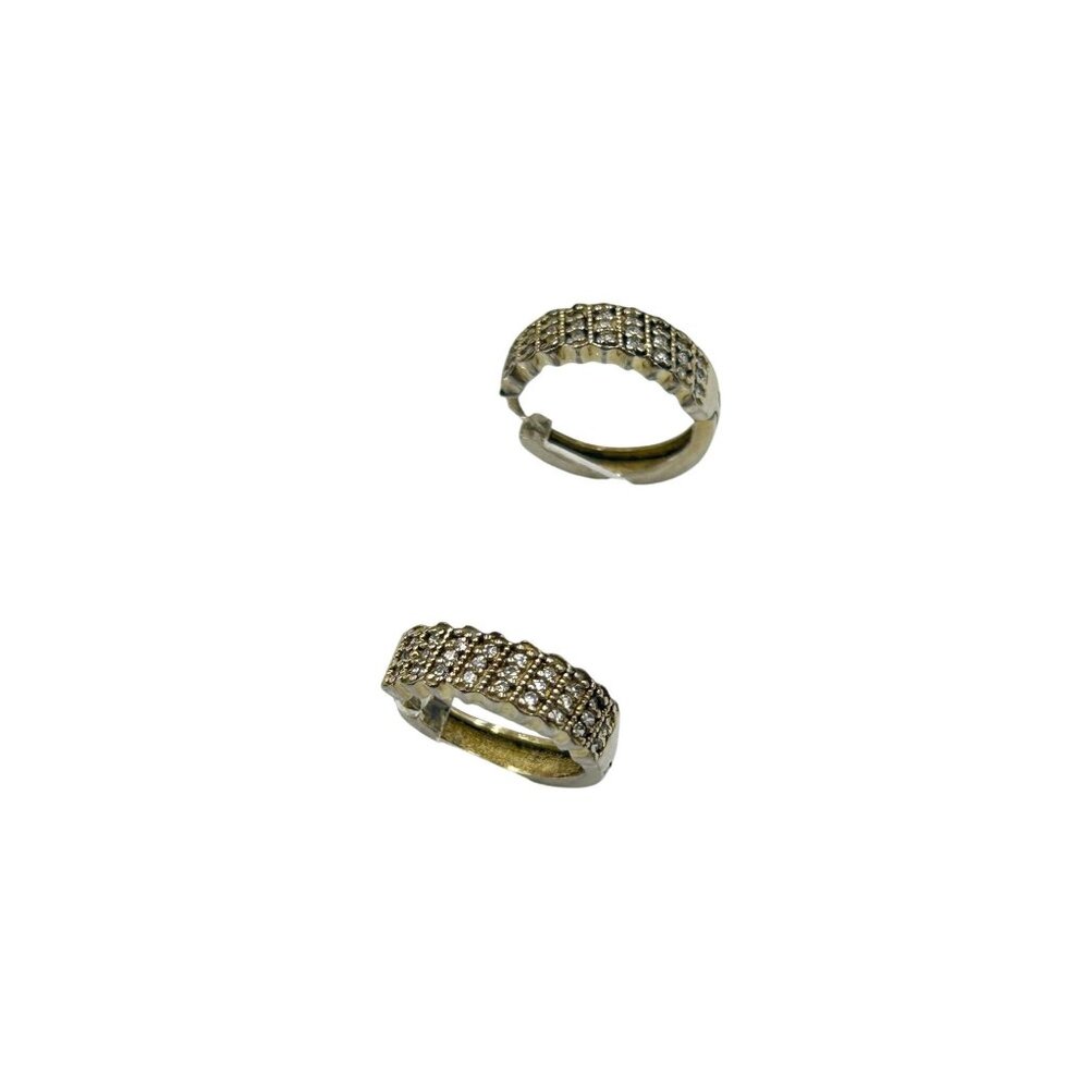 Gold Over Sterling Silver Hoop Earrings with CZ Stones Diameter